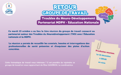 Retour Groupe de travail – Troubles du Neuro-Développement : partenariat Education Nationale et MDPH